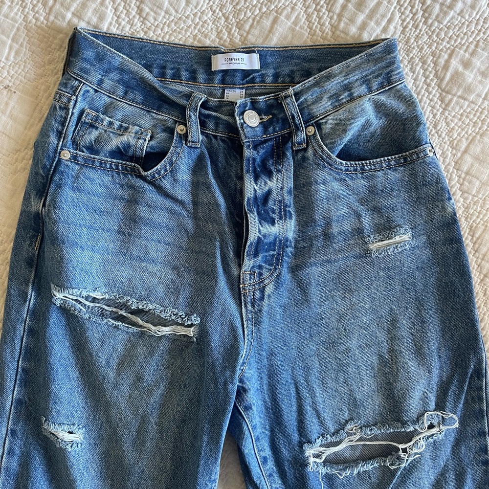 Forever 21 Distressed Blue Jeans
